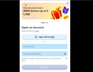 Mr Bet Sign Up Screen